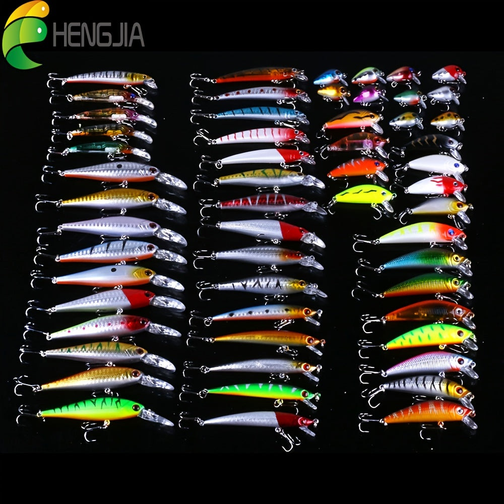 56-Piece Topwater Minnow Fishing Lures Kit - High-Performance Artificial Tackle with Realistic Crank Baits for Guaranteed Catch - Ideal for All Fish Species, Perfect for Beginners and Pros!
