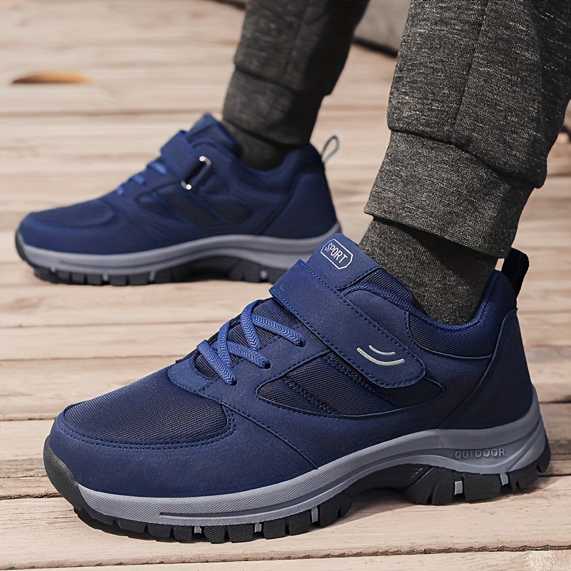 Men's Breathable Casual Shoes - Comfy, Soft Sole Sneakers with Hook and Loop Fastener for Outdoor Jogging