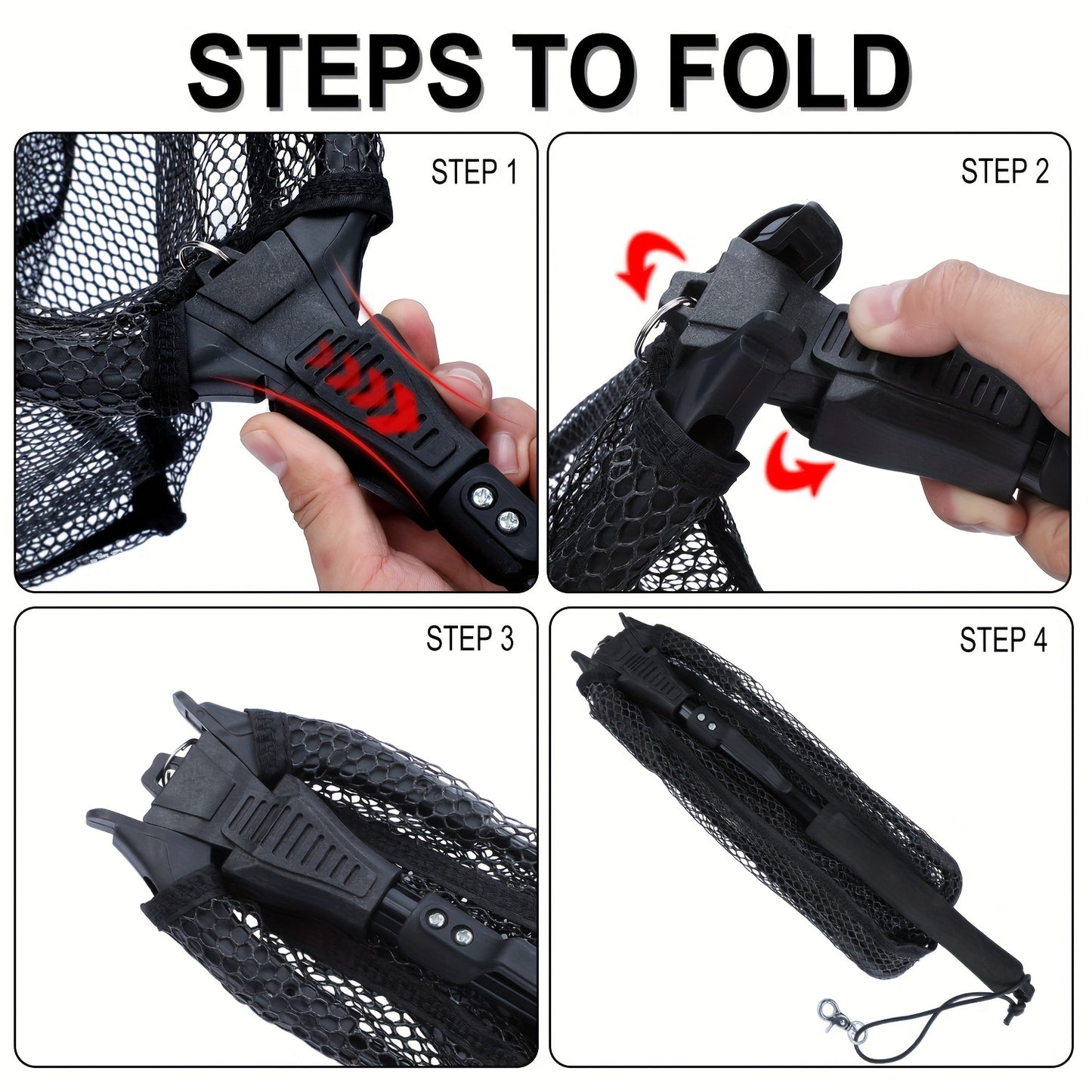 Complete Fishing Tool Set - Nets with Telescopic Folding Landing Net, EVA Handle, Durable Nylon Net Bag, Stainless Steel Fish Controller, and Fishing Pliers for Efficient Catching and Releasing