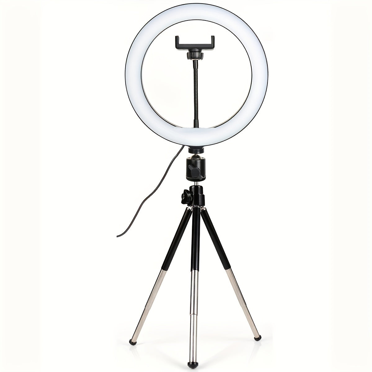 1pc 25.4cm Ring Fill Light With Adjustable Tripod Stand & Phone Holder, LED Selfie Circle Light For Tiktok YouTube Zoom Photography Makeup Live Stream