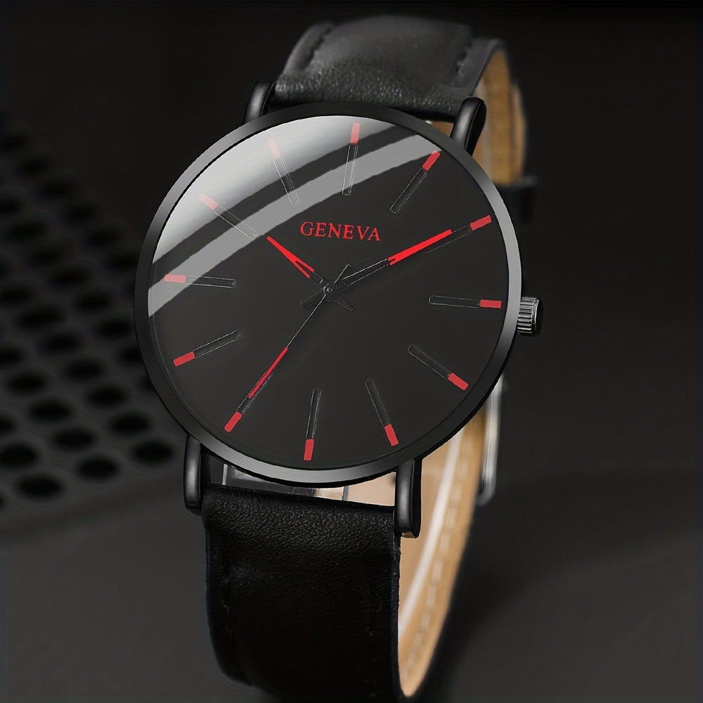 3pcs/set - Elegant Men's Quartz Watch with Matching Bracelet and Necklace - Stylish Timepiece, Perfect for Gifting on Special Occasions