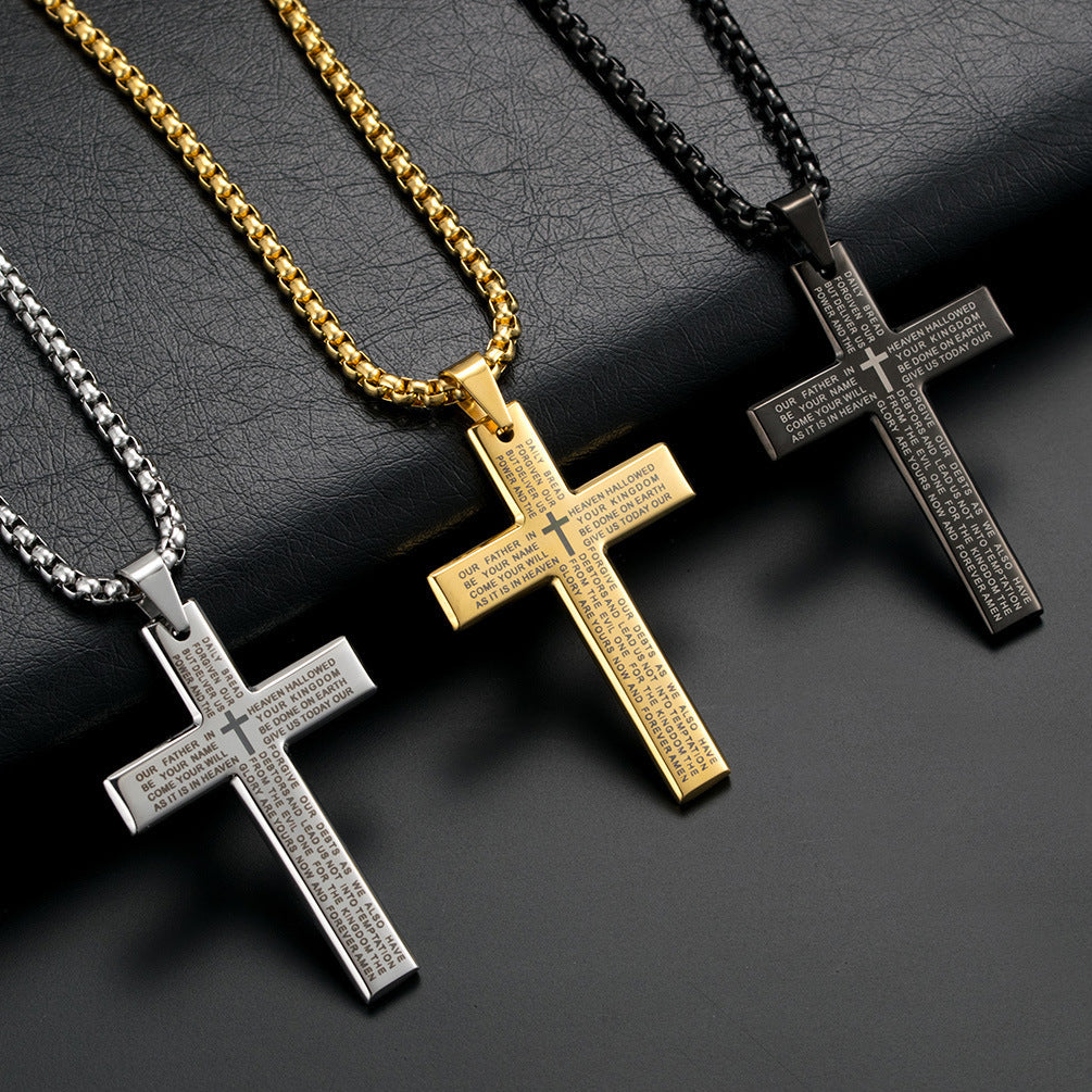 1pc Trendy Cross Pendant Necklace - Men's Fashion Necklaces for Father's Day Gift, Stylish Accessories for Him, Ideal Present for Dad, Husband, Boyfriend