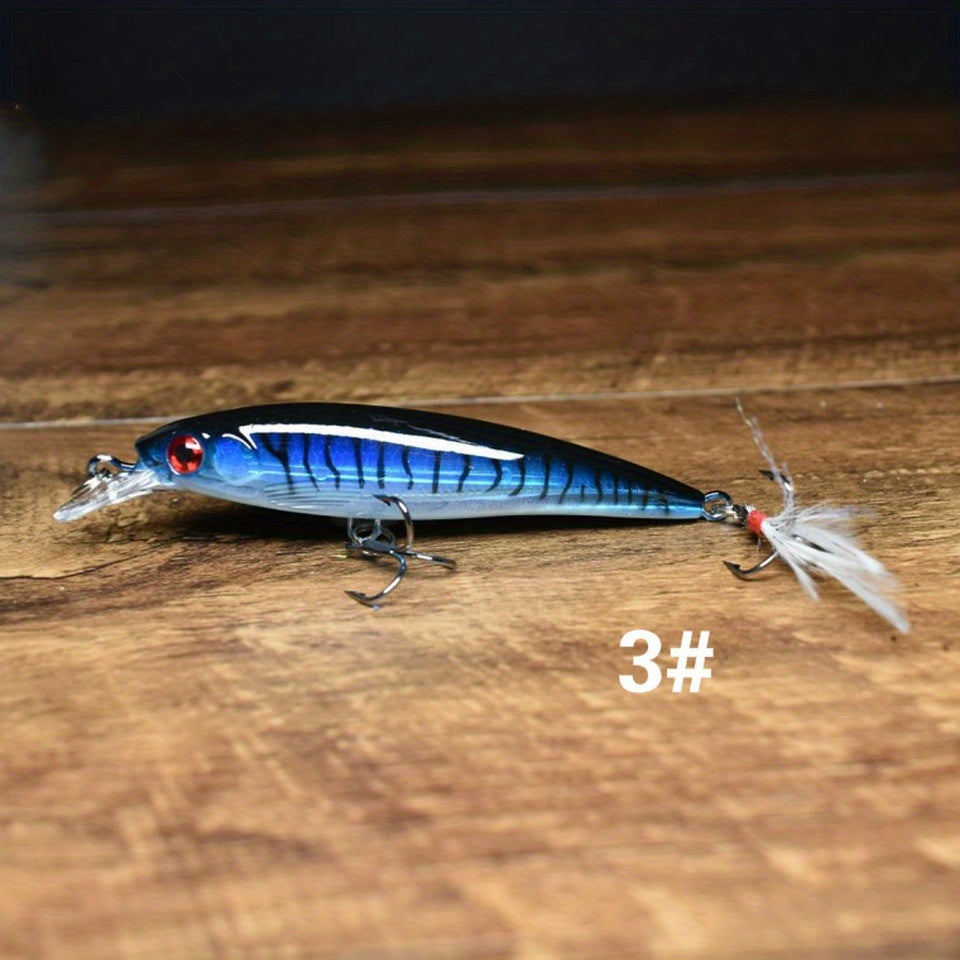 1pc Realistic 3D Bionic Minnow Fishing Lure - Lifelike Laser Eyes, Soft Feather Teaser, and Sharp Treble Hook for Aggressive Strikes - 90mm, 7g Artificial Hard Bait for Outdoor Freshwater and Saltwater Fishing Adventures