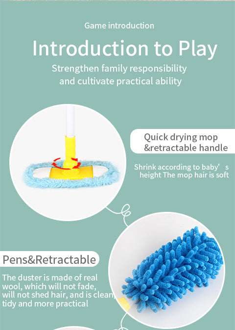 Kids’ Broom & Dustpan Toy Set – Realistic Home Cleaning Simulation, Fun Floor Sweeping Playset for Children, Perfect Birthday & Christmas Gift