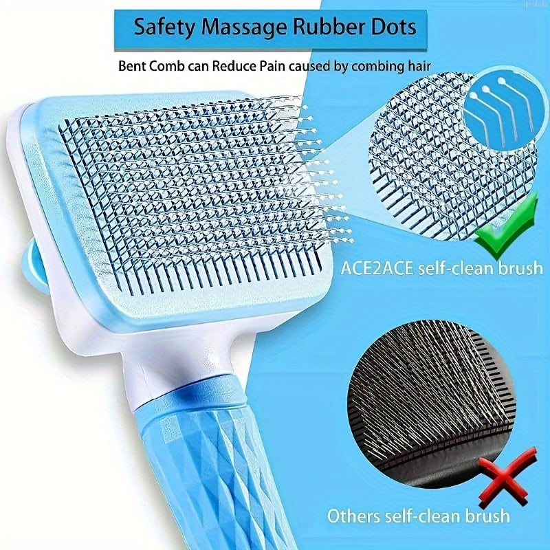 Heavy-Duty Pet Grooming Comb & Deshedding Brush – One-Click Hair Release, Dual Grip Tool for Dogs & Cats – Removes Loose Fur, Reduces Shedding, Prevents Matting, Promotes Healthy Coat – Perfect for Long-Haired Breeds