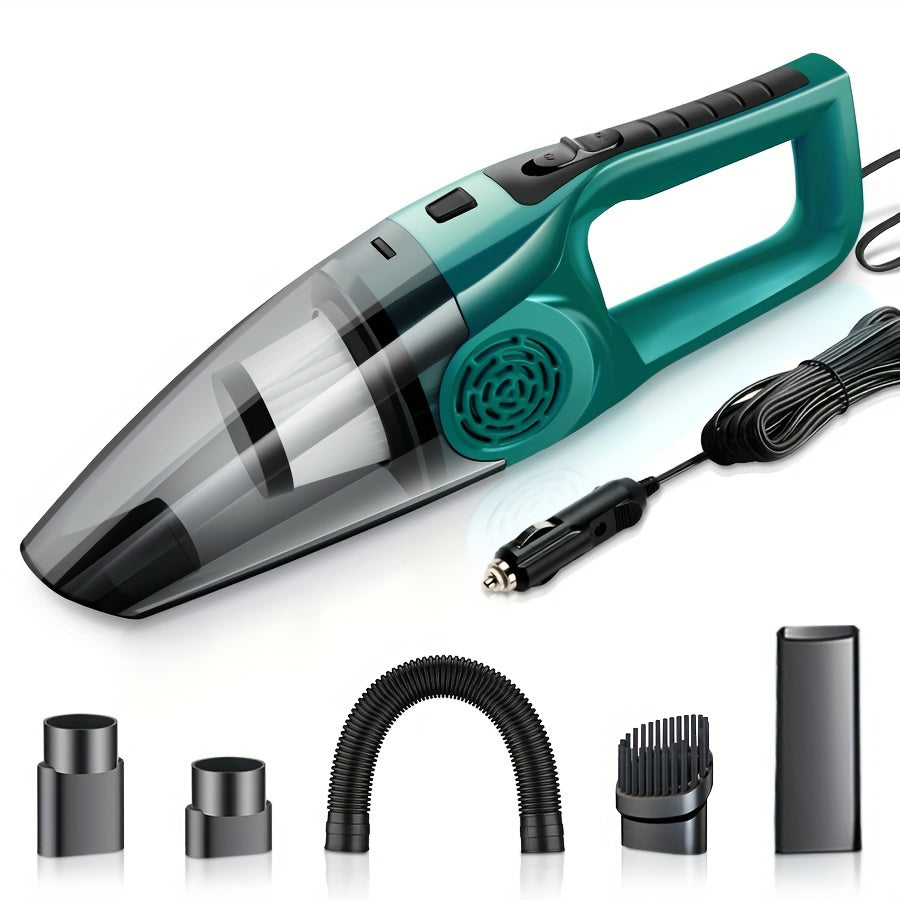 12V Car Vacuum Cleaner with Strong Suction, 3-5m Cord, 4 Cleaning Modes & 2 Nozzles - Compact Handheld Design for Car Interior, Pet Hair, Dust, and Debris Removal, Vacuum Cleaner for Car, Pet Hair Remover, Modern Aesthetic, D