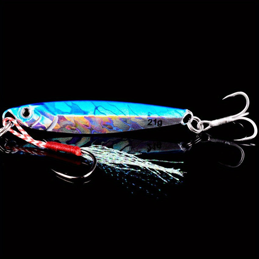 10pcs Premium Metal Casting Jig Lure - Realistic Slow-Shaking Action, Perfect For Saltwater Fishing - Available In 21g, 28g, And 40g Sizes