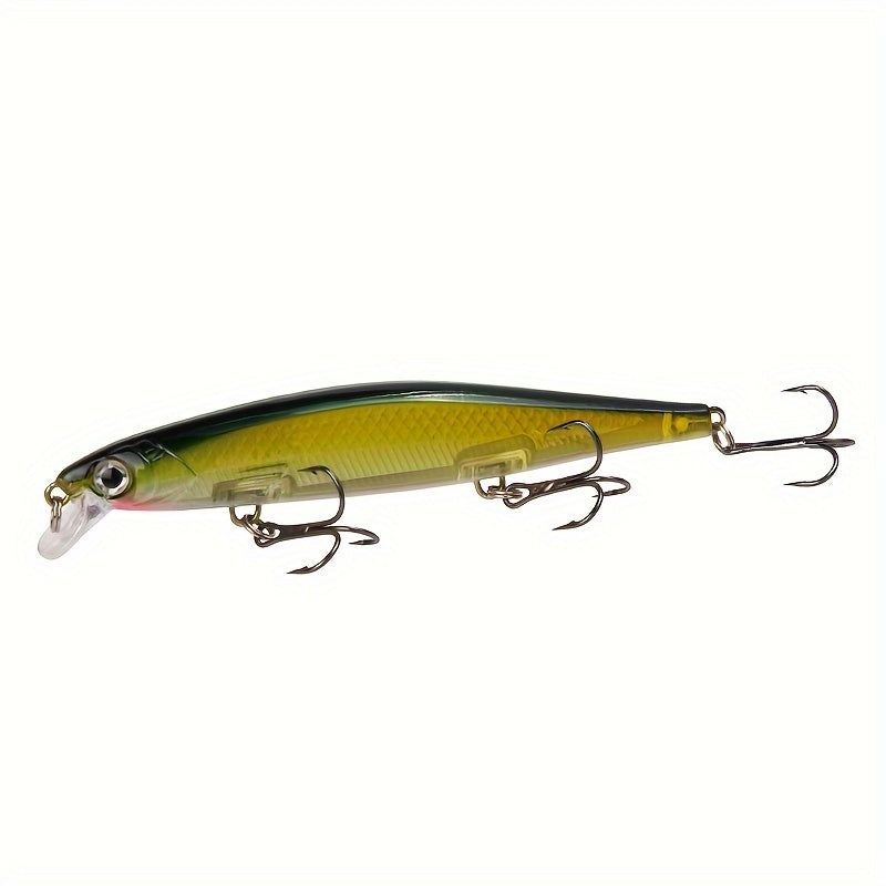 1pc 11cm/13g I-Swimbait Yokwenziwa Kokudoba, I-Minnow Bait Ecwilayo, I-Plastic Lure Enamahhuku Amathathu Ama-Treble E-Bass Pike Carp, I-Fishing Tackle