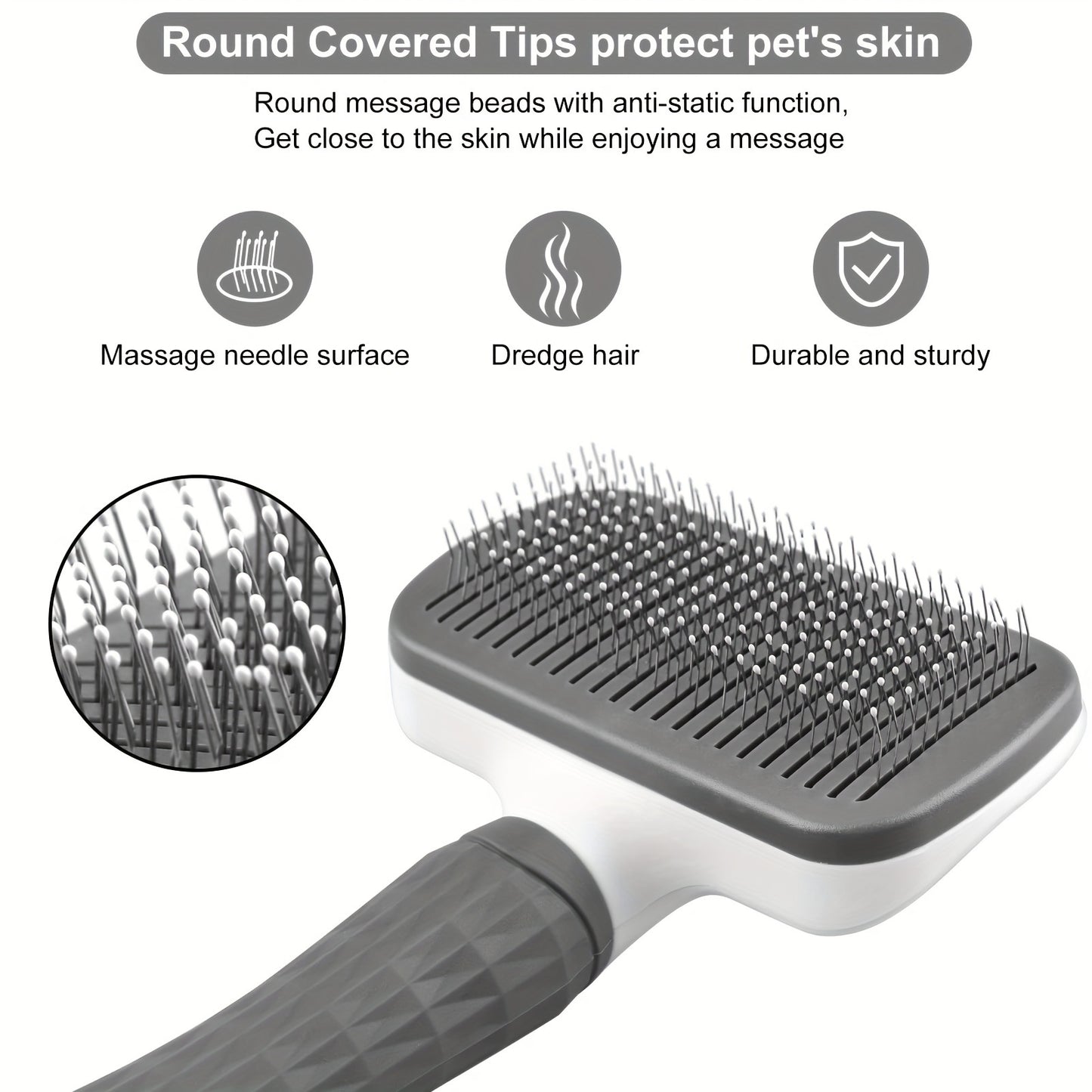 Heavy-Duty Pet Grooming Comb & Deshedding Brush – One-Click Hair Release, Dual Grip Tool for Dogs & Cats – Removes Loose Fur, Reduces Shedding, Prevents Matting, Promotes Healthy Coat – Perfect for Long-Haired Breeds