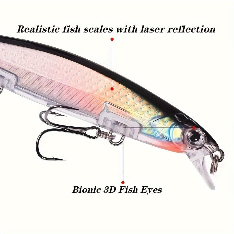 1pc 11cm/13g I-Swimbait Yokwenziwa Kokudoba, I-Minnow Bait Ecwilayo, I-Plastic Lure Enamahhuku Amathathu Ama-Treble E-Bass Pike Carp, I-Fishing Tackle