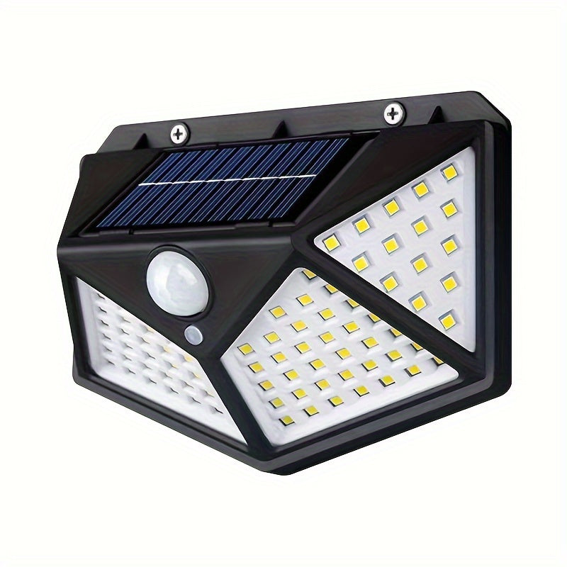 100 LED Solar Wall Sensor Light – Intelligent Motion & Light Sensor, Four-Sided Illumination, Automatic Brightness Adjustment, Waterproof Outdoor Wall Lamp