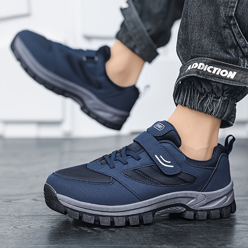 Men's Breathable Casual Shoes - Comfy, Soft Sole Sneakers with Hook and Loop Fastener for Outdoor Jogging