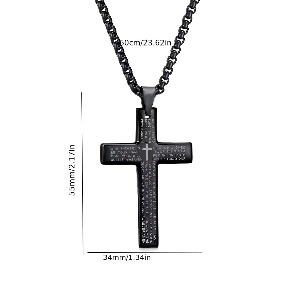 1pc Trendy Cross Pendant Necklace - Men's Fashion Necklaces for Father's Day Gift, Stylish Accessories for Him, Ideal Present for Dad, Husband, Boyfriend