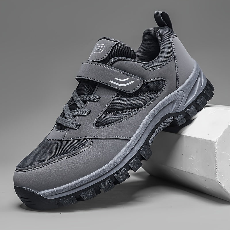 Men's Breathable Casual Shoes - Comfy, Soft Sole Sneakers with Hook and Loop Fastener for Outdoor Jogging