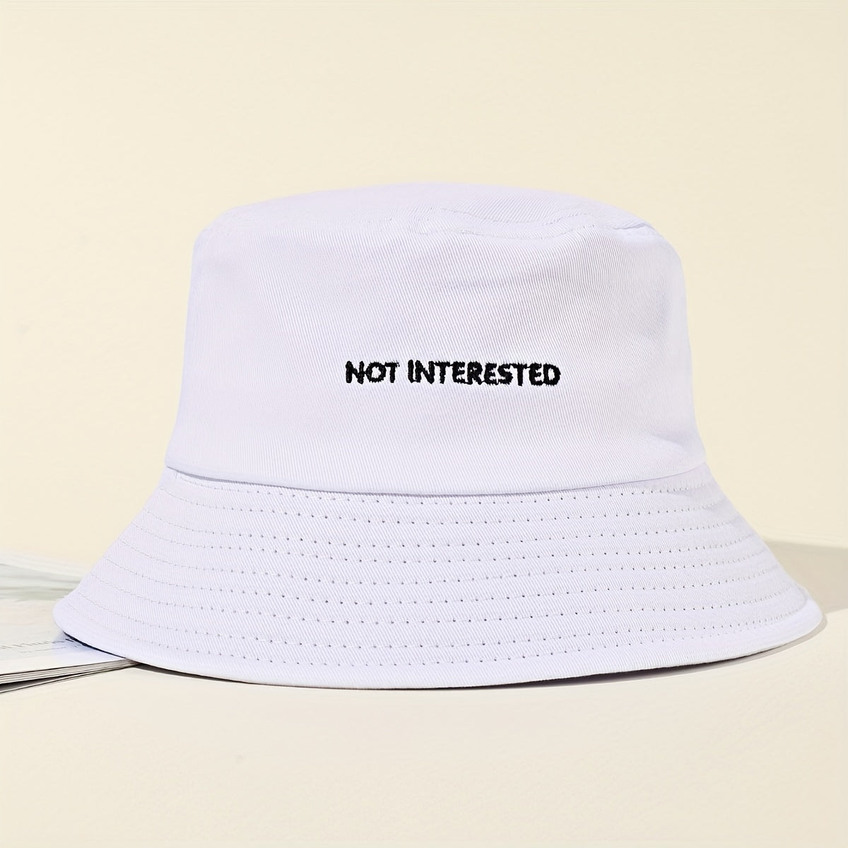 Embroidered Beach Bucket Hat - Lightweight, Solid Color, Sunscreen, Travel-Friendly Fisherman Cap for Outdoor Activities - Perfect for Beach, Travel, and Leisure