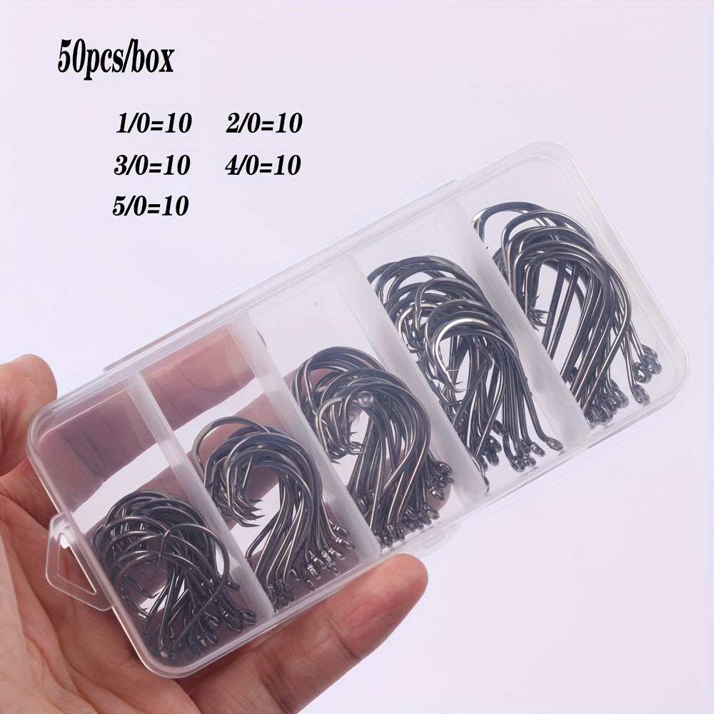50/150pcs Premium Octopus Circle Barbed Hooks - High-Quality Offset Fishing Hooks for Catfish, Freshwater Fishing Tackle - Durable, Corrosion-Resistant, and Sharp Hooks in Various Sizes (1/0, 2/0, 3/0, 4/0, 5/0, 6/0)