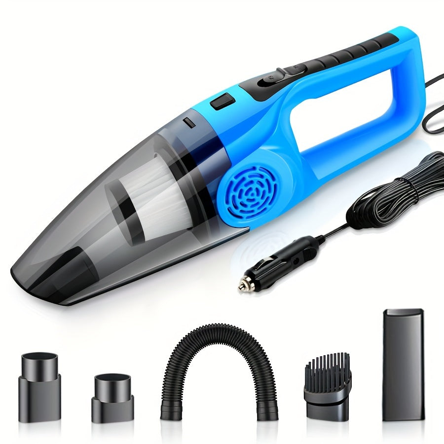 12V Car Vacuum Cleaner with Strong Suction, 3-5m Cord, 4 Cleaning Modes & 2 Nozzles - Compact Handheld Design for Car Interior, Pet Hair, Dust, and Debris Removal, Vacuum Cleaner for Car, Pet Hair Remover, Modern Aesthetic, D