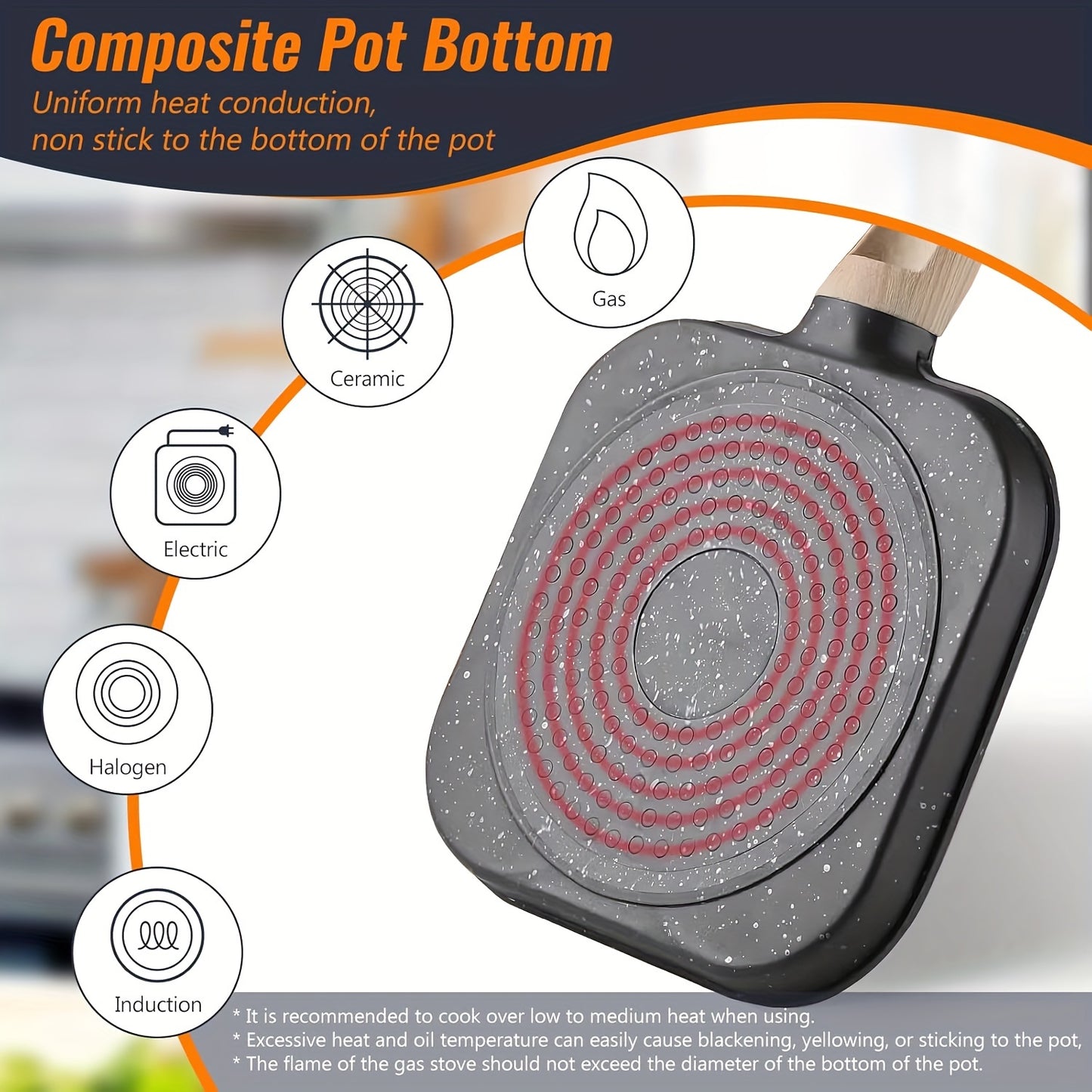 4-Hole Non-Stick Frying Pan with Maifan Stone Coating - Aluminum Handle, Perfect for Eggs, Pancakes, And More - Hand Wash Only, Induction Compatible, Kitchen Cookware | Modern Kitchenware | Durable Cookwar
