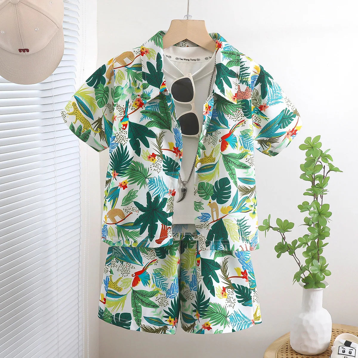 Somenie Boys Summer Shirt Set Clothes Infant Vacation Style Thin Short Sleeve + Shorts 2 Piece Kids Clothes Trend 2025