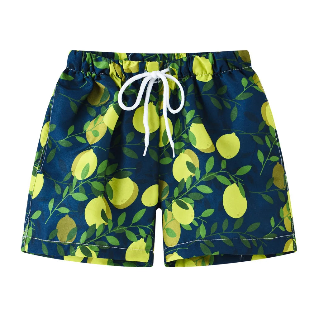 Kids Summer Cartoon Board Shorts – Boys & Girls Beach Trunks, Casual Sports Shorts, Elastic Waist, Lightweight & Breathable Cotton Blend (Ages 4–6)