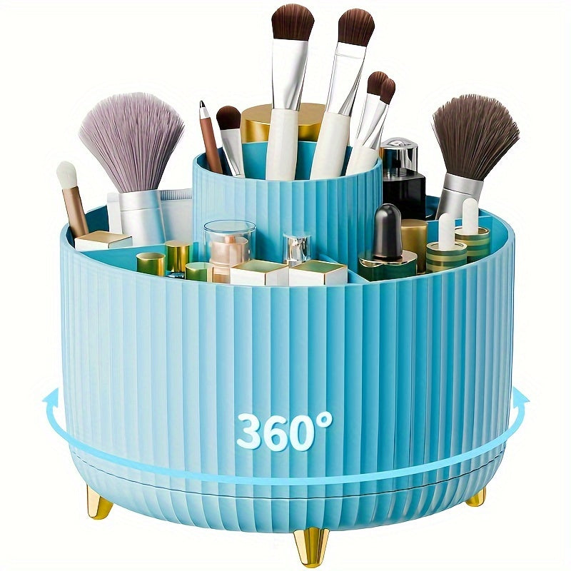 360° Rotating Makeup Organizer – High-Gloss ABS Plastic, Space-Saving Vanity Storage with Minimalist Design