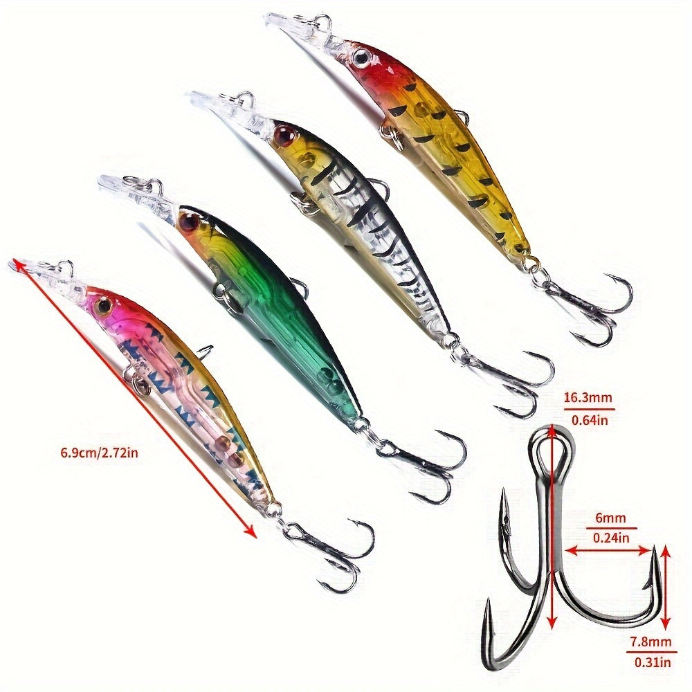 56-Piece Topwater Minnow Fishing Lures Kit - High-Performance Artificial Tackle with Realistic Crank Baits for Guaranteed Catch - Ideal for All Fish Species, Perfect for Beginners and Pros!