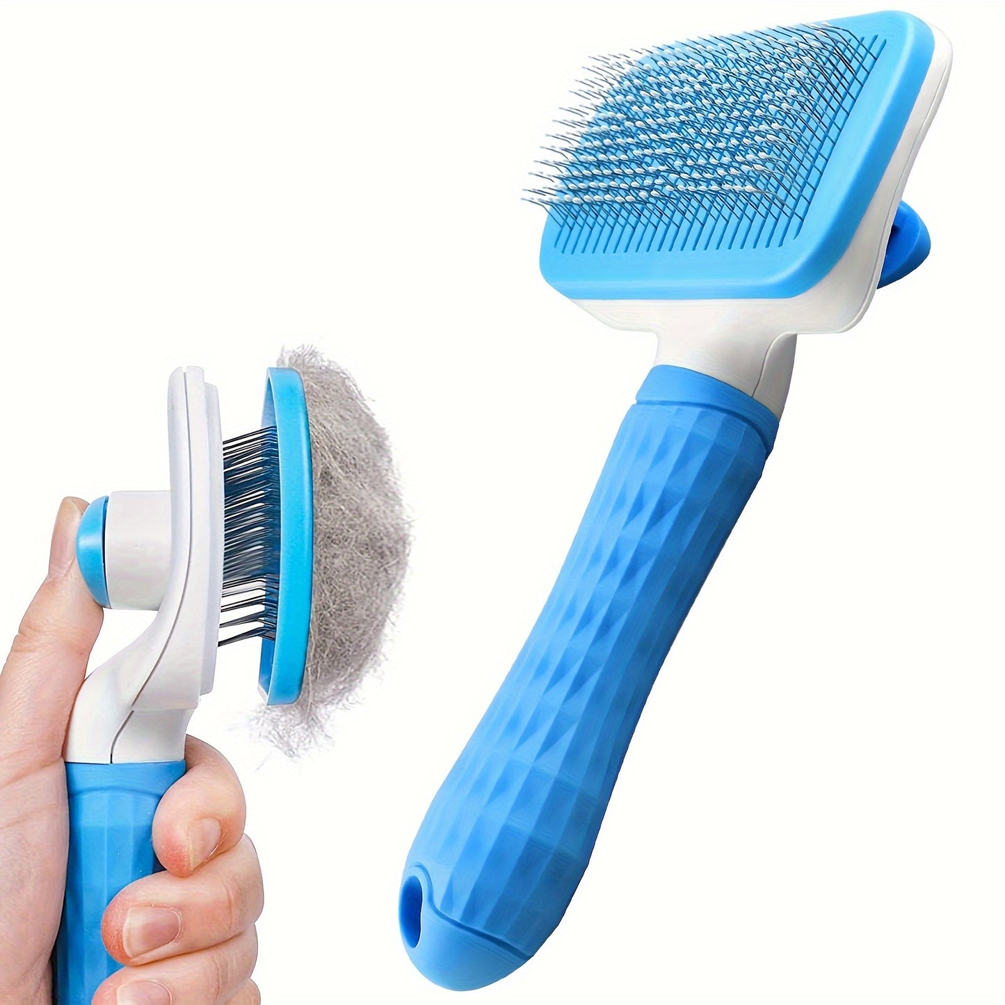 Heavy-Duty Pet Grooming Comb & Deshedding Brush – One-Click Hair Release, Dual Grip Tool for Dogs & Cats – Removes Loose Fur, Reduces Shedding, Prevents Matting, Promotes Healthy Coat – Perfect for Long-Haired Breeds