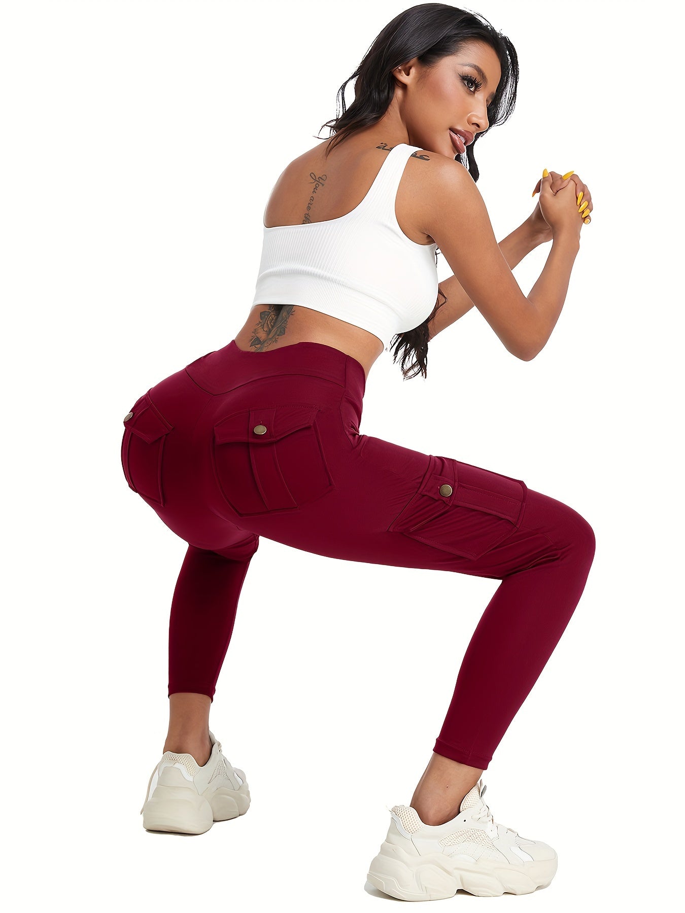 High-Waist Yoga Leggings with Multiple Pockets – Soft, Stretchy & Stylish for Running, Gym, and Everyday Wear