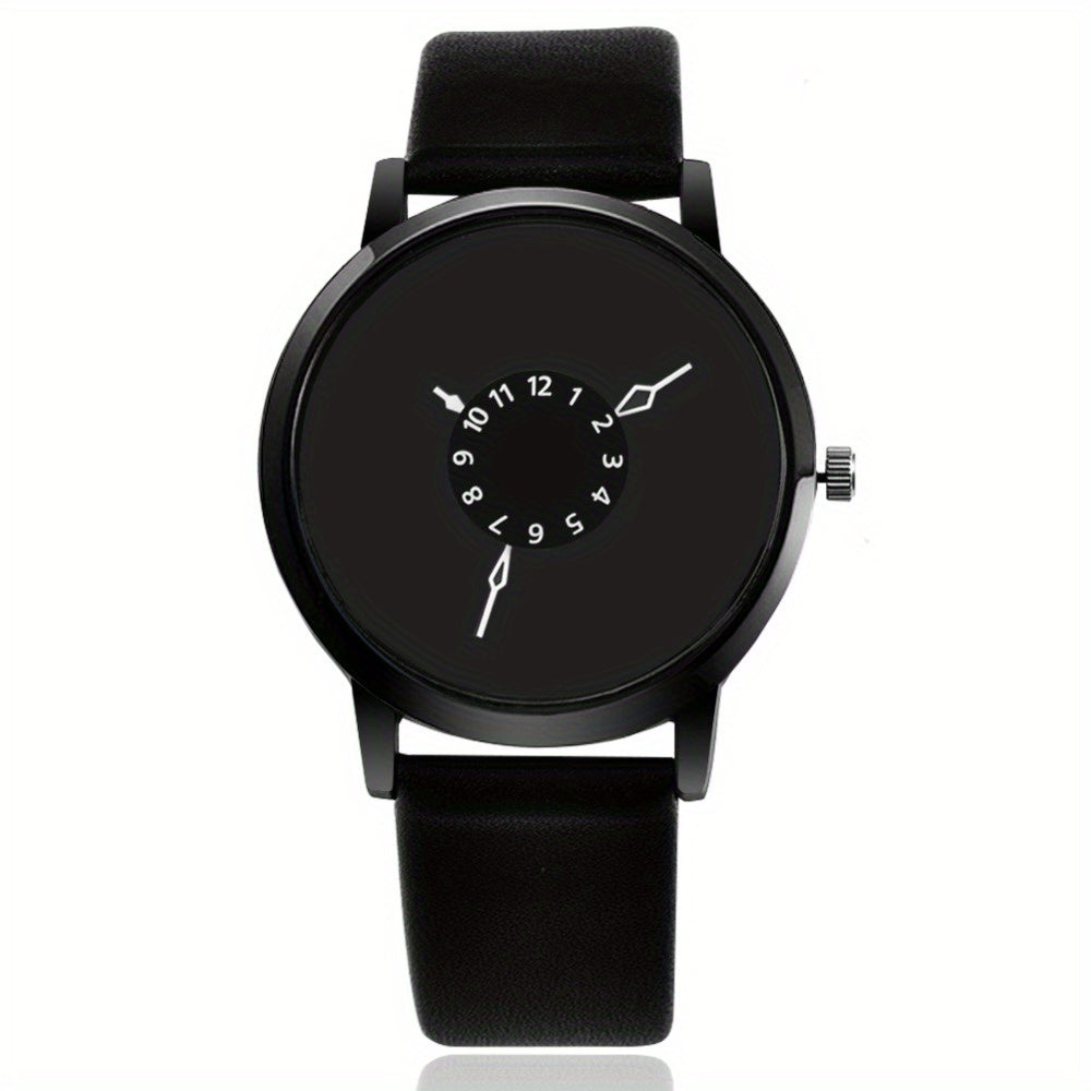 Round Dial Simple Quartz Watch for Lovers - Stainless Steel Case, PU Leather Strap, Pointer Display, Electronic Movement, Non-Waterproof, Ideal Gift Choice