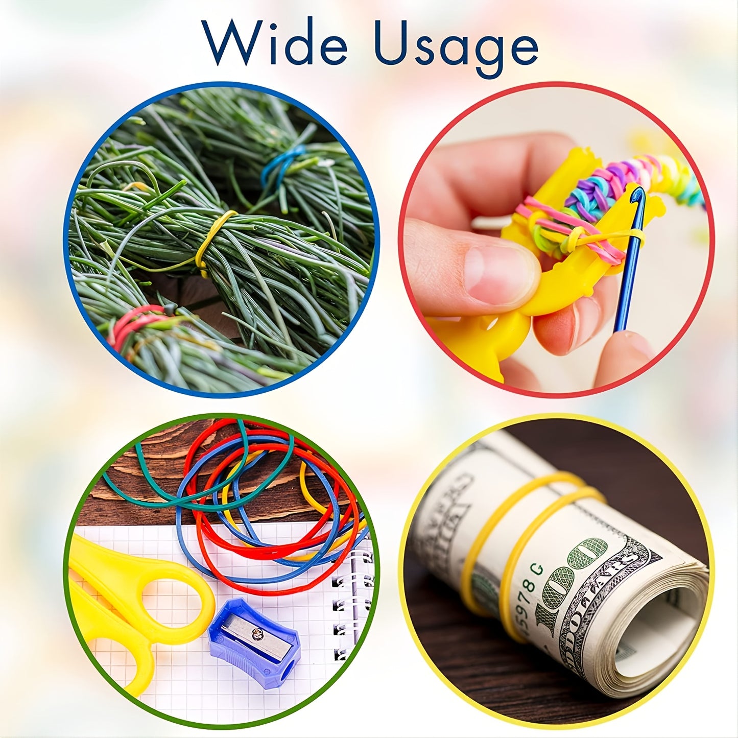 100/200Pcs Multicolor Rubber Bands 38mm Diameter For Office Supplies School Home Elastic Band