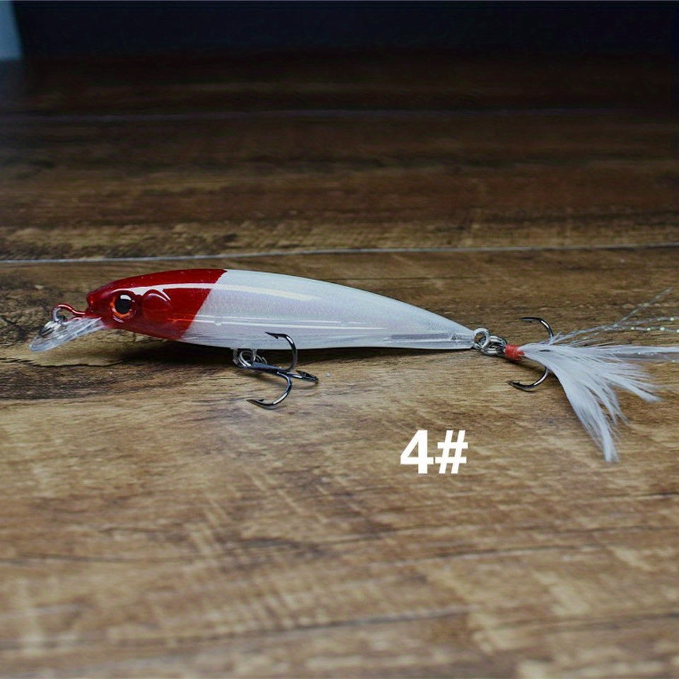 1pc Realistic 3D Bionic Minnow Fishing Lure - Lifelike Laser Eyes, Soft Feather Teaser, and Sharp Treble Hook for Aggressive Strikes - 90mm, 7g Artificial Hard Bait for Outdoor Freshwater and Saltwater Fishing Adventures