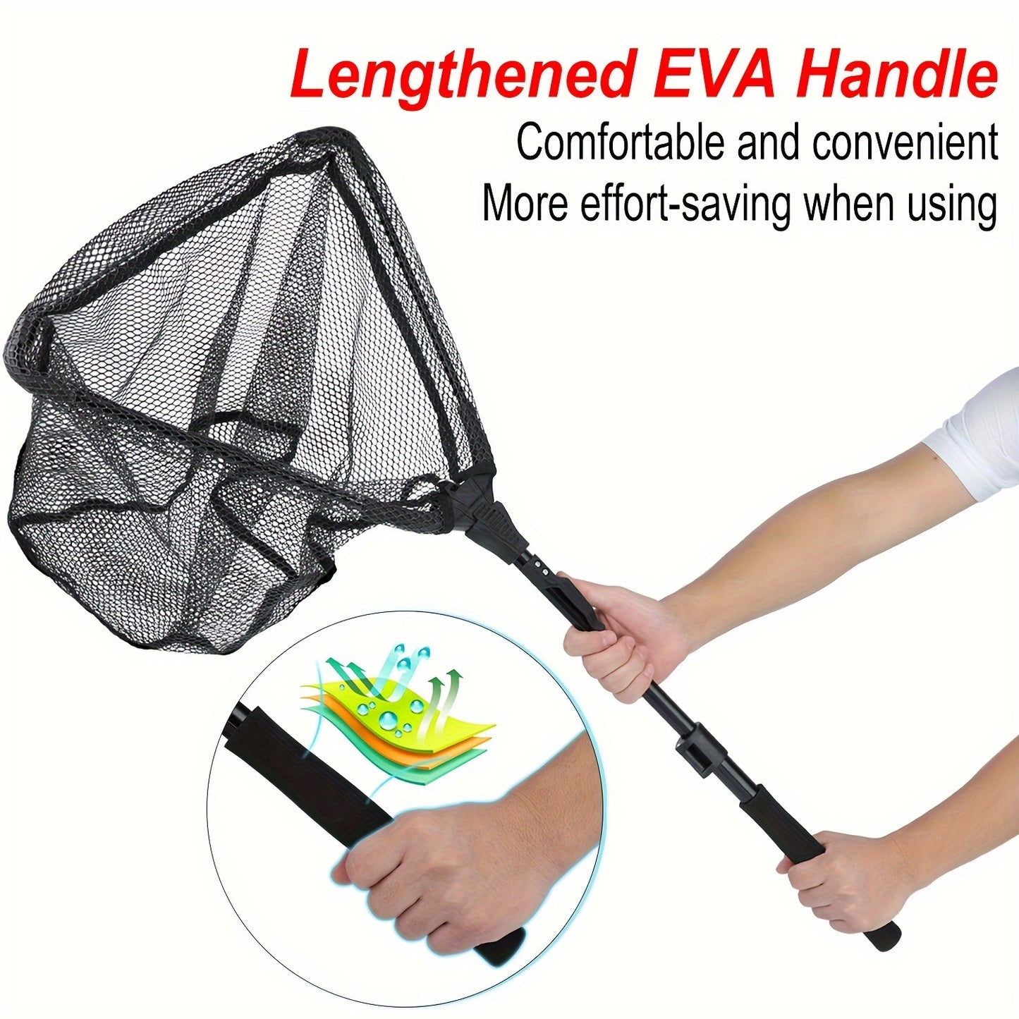 Complete Fishing Tool Set - Nets with Telescopic Folding Landing Net, EVA Handle, Durable Nylon Net Bag, Stainless Steel Fish Controller, and Fishing Pliers for Efficient Catching and Releasing