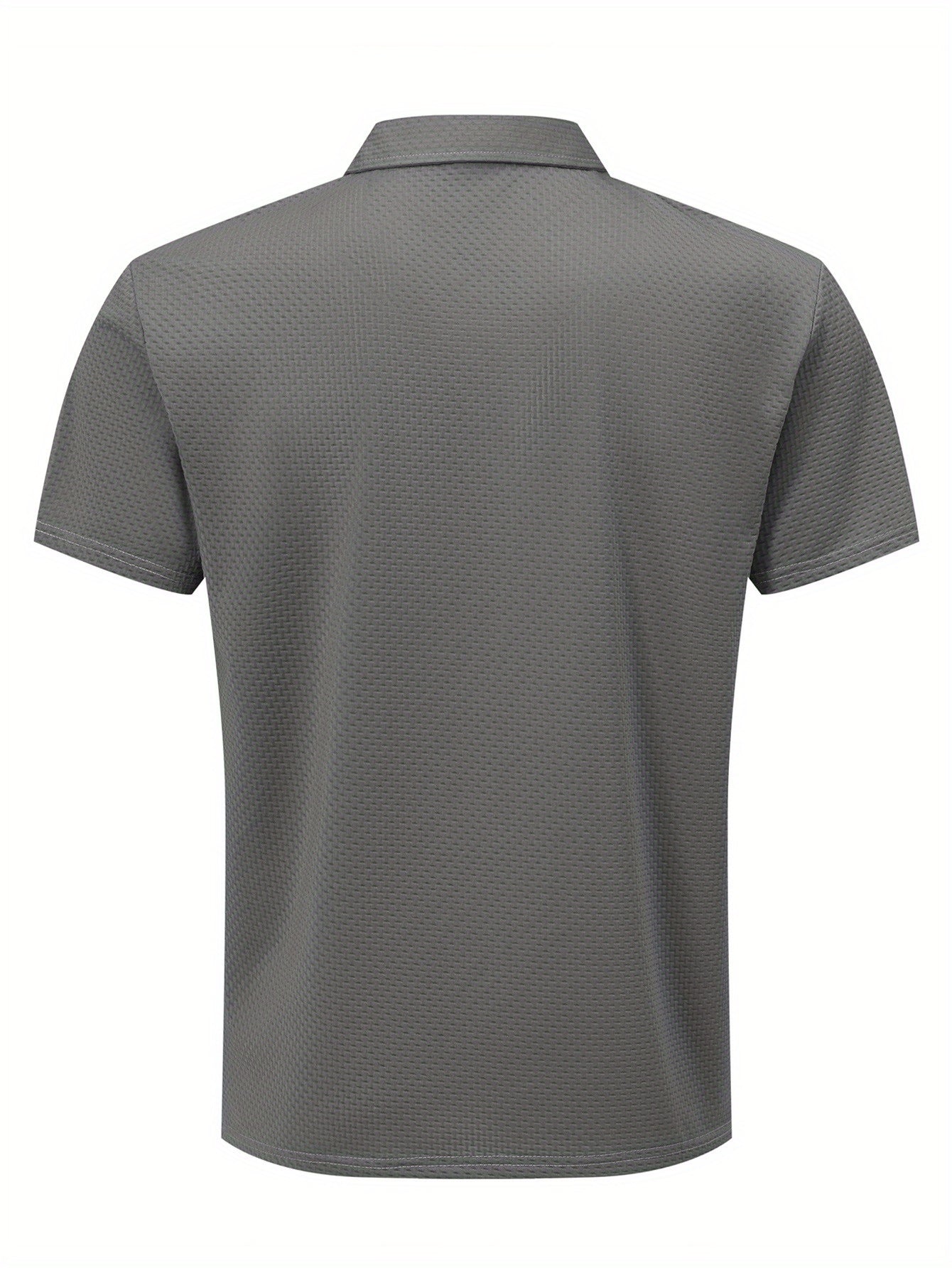 KWAY Men'S Breathable Summer Shirt - Lightweight Stretch Fabric, Solid Color with Contrast Collar & Chest Logo, Quick-Dry Golf & Business Casual Short Sleeve Top for Casual Attire, Breathable Summer Shirt, Golf Apparel, Sleek