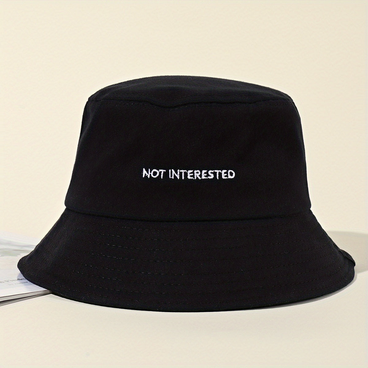 Embroidered Beach Bucket Hat - Lightweight, Solid Color, Sunscreen, Travel-Friendly Fisherman Cap for Outdoor Activities - Perfect for Beach, Travel, and Leisure