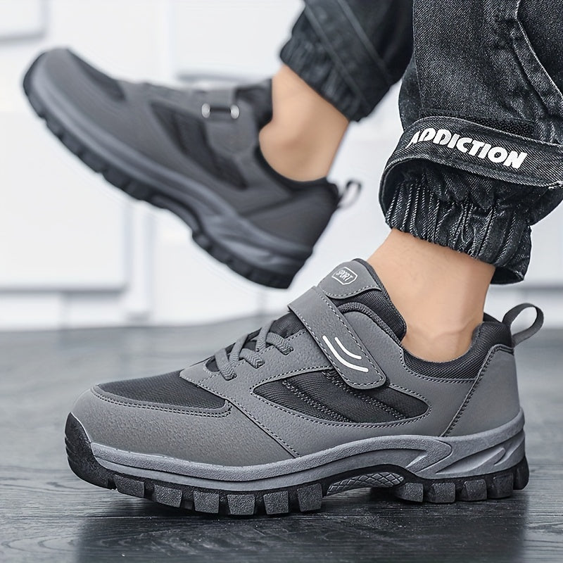 Men's Breathable Casual Shoes - Comfy, Soft Sole Sneakers with Hook and Loop Fastener for Outdoor Jogging
