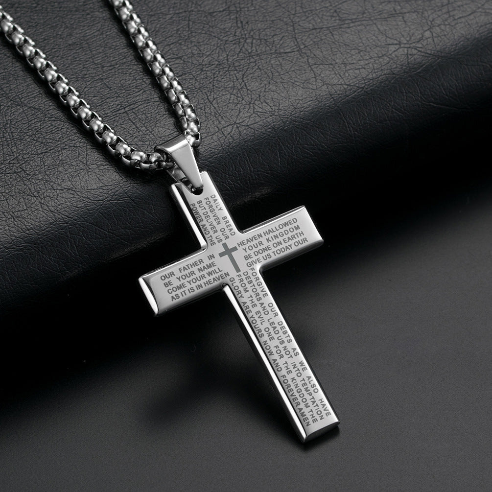 1pc Trendy Cross Pendant Necklace - Men's Fashion Necklaces for Father's Day Gift, Stylish Accessories for Him, Ideal Present for Dad, Husband, Boyfriend