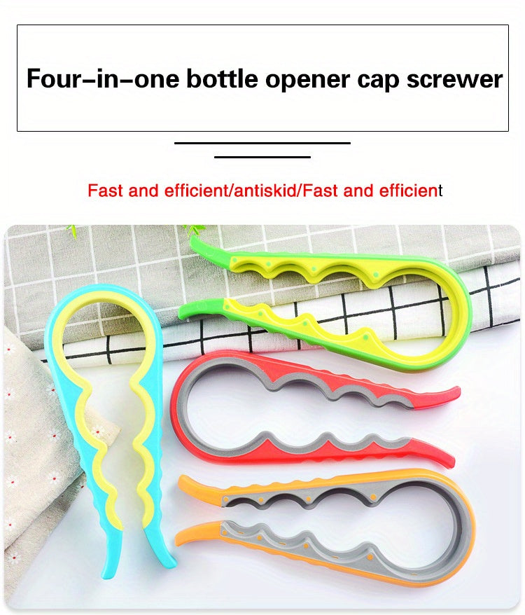 1pc Multifunctional Lid Opening Tool Four-in-one Twisting Lid Opening Canning Device Labor-saving Lid Opener Kitchen Life Supplies Bottle Opener Can Opener