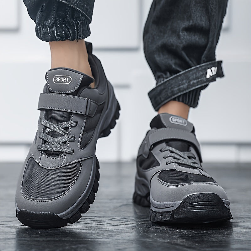 Men's Breathable Casual Shoes - Comfy, Soft Sole Sneakers with Hook and Loop Fastener for Outdoor Jogging