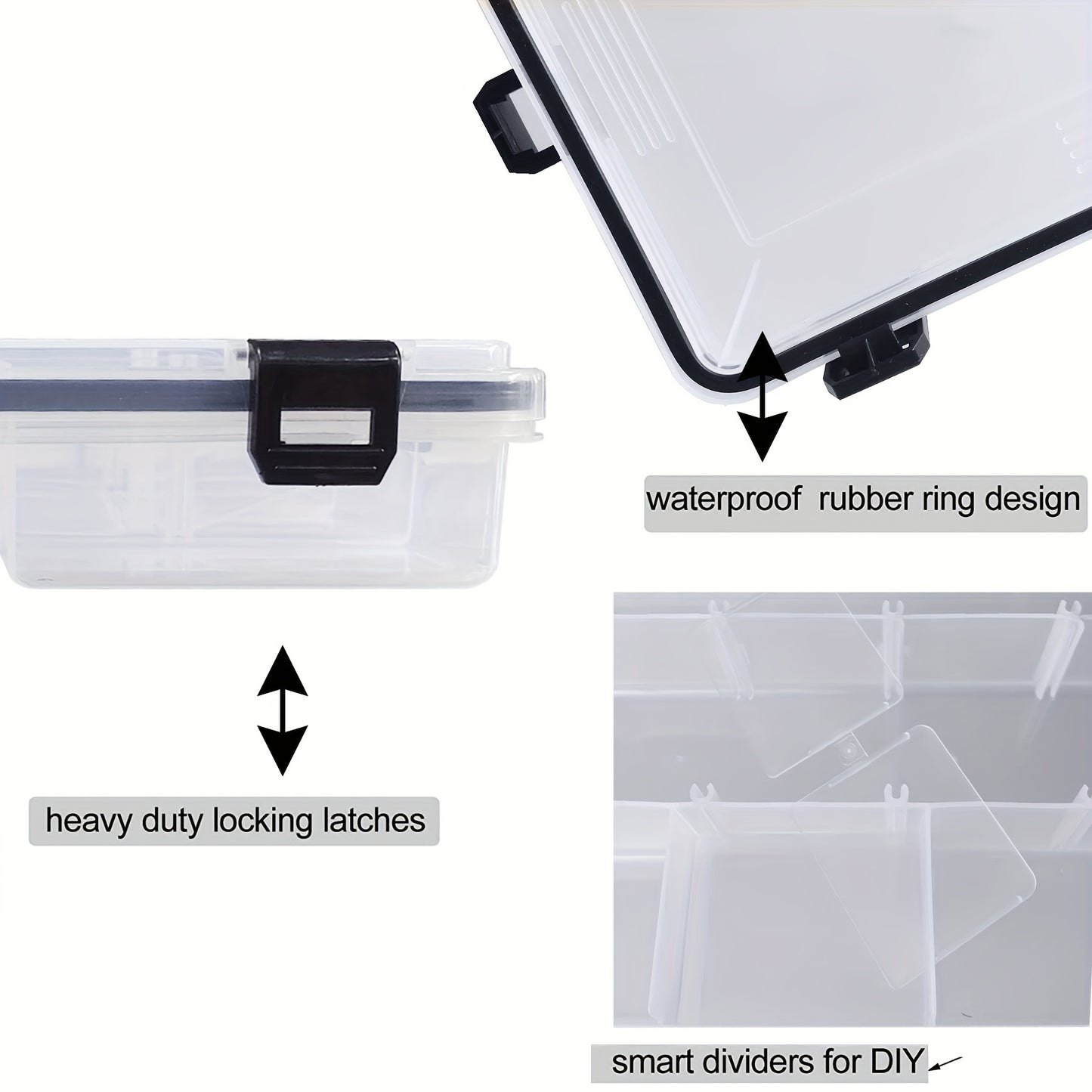 2pcs Waterproof Fishing Tackle Boxes, Hooks Storage Trags Organizer Box, Transparent Adjustable Dividers, Hold Terminal Fishing Tackle And Lure Box (26.92X16.76X5.08cm-2pc Transparent)