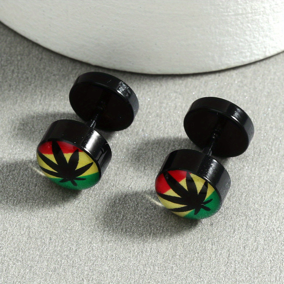 1 Pair Funky Maple Leaf Stainless Steel Stud Earrings - Colorful Design, Non-Magnetic, Hypoallergenic Posts for Casual Attire