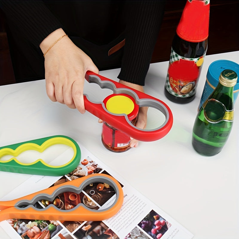 1pc Multifunctional Lid Opening Tool Four-in-one Twisting Lid Opening Canning Device Labor-saving Lid Opener Kitchen Life Supplies Bottle Opener Can Opener