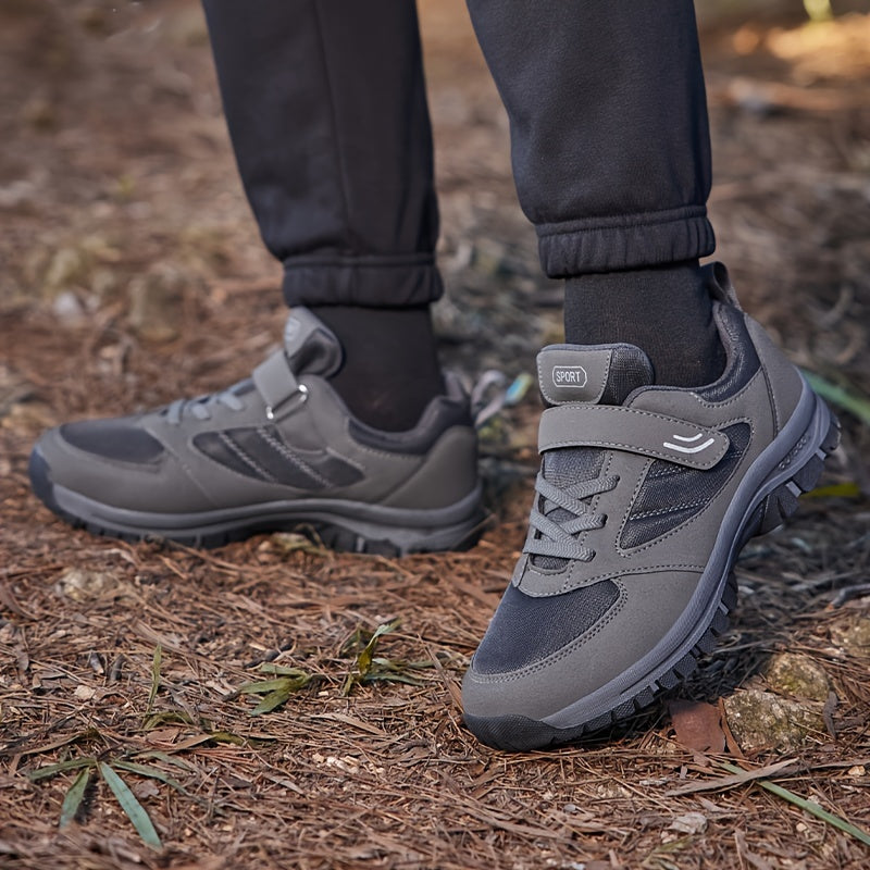 Men's Breathable Casual Shoes - Comfy, Soft Sole Sneakers with Hook and Loop Fastener for Outdoor Jogging