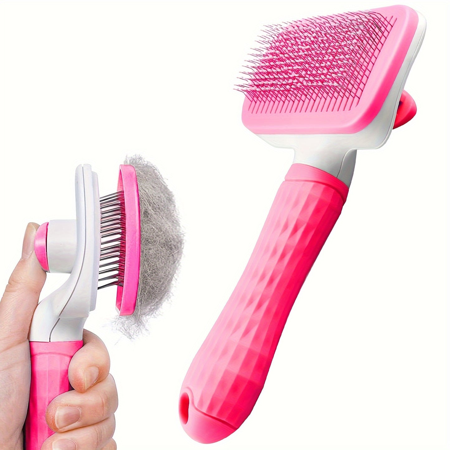 Heavy-Duty Pet Grooming Comb & Deshedding Brush – One-Click Hair Release, Dual Grip Tool for Dogs & Cats – Removes Loose Fur, Reduces Shedding, Prevents Matting, Promotes Healthy Coat – Perfect for Long-Haired Breeds