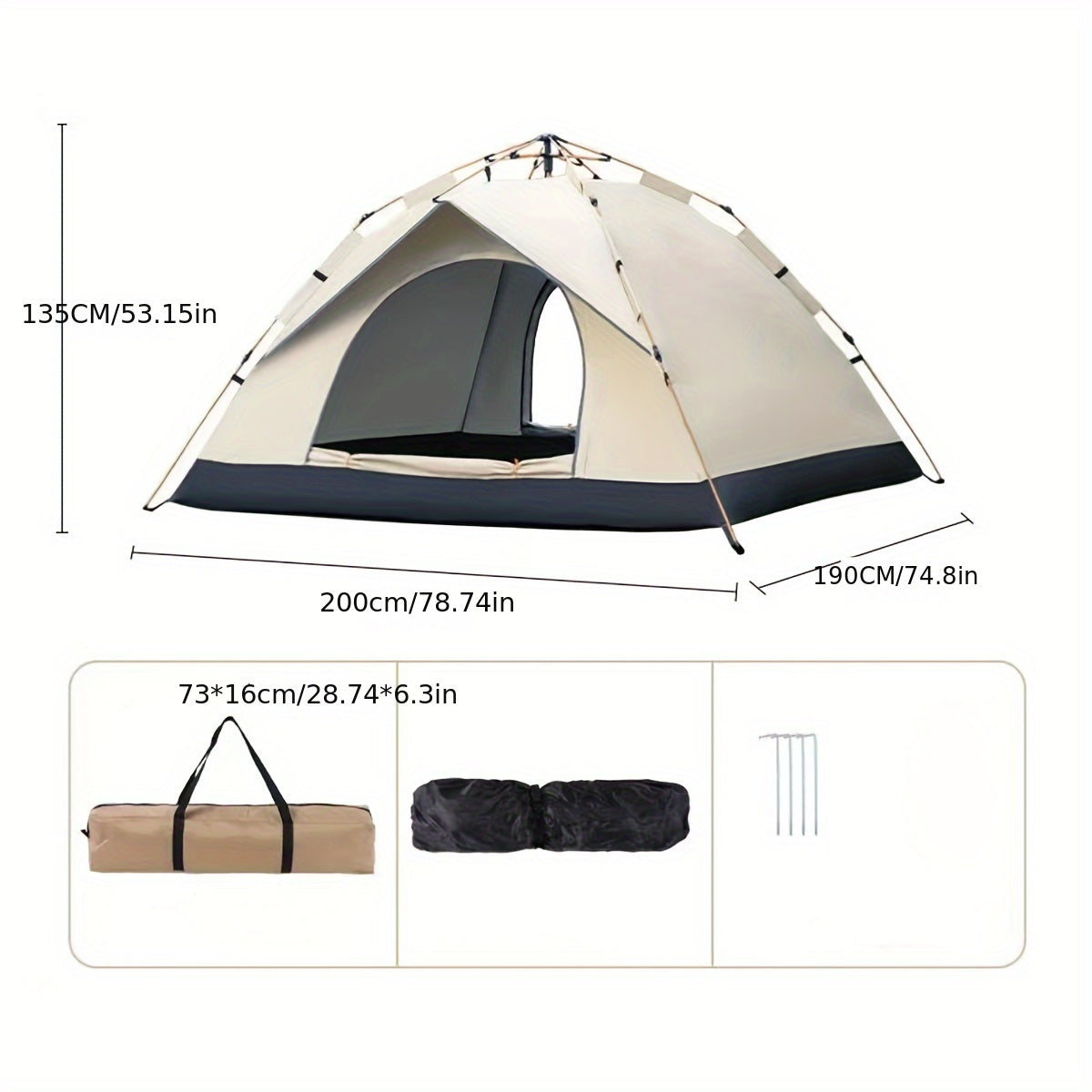 QuickSet 2-3/3-4 Person Portable Camping Tent - Waterproof, Sun-Protected, Automatic Quick-Opening Design - Ideal for Outdoor Travel, Beach, Fishing, Hiking Adventures