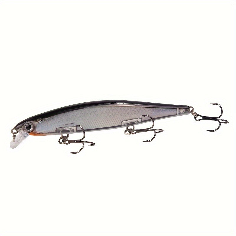 1pc 11cm/13g I-Swimbait Yokwenziwa Kokudoba, I-Minnow Bait Ecwilayo, I-Plastic Lure Enamahhuku Amathathu Ama-Treble E-Bass Pike Carp, I-Fishing Tackle