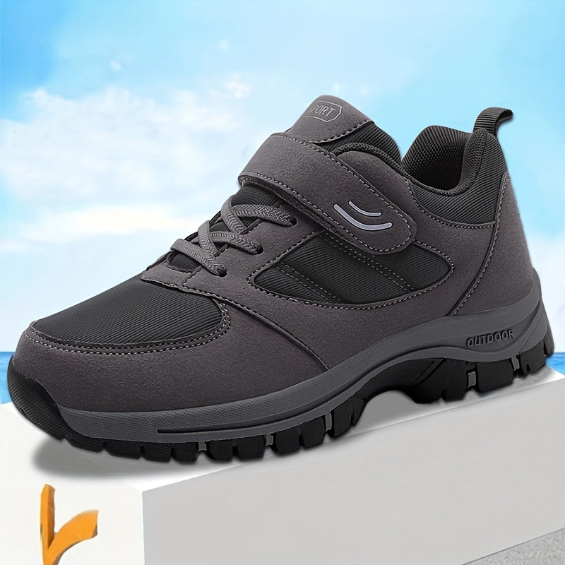 Men's Breathable Casual Shoes - Comfy, Soft Sole Sneakers with Hook and Loop Fastener for Outdoor Jogging