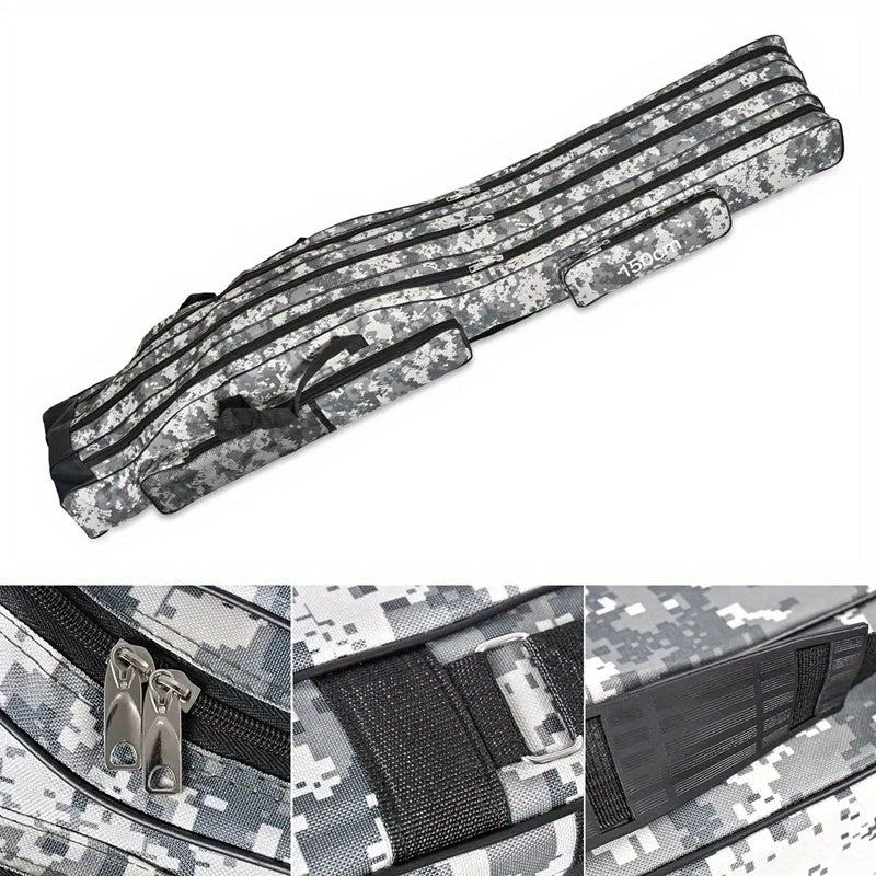 1pc Durable 3-Layer Fishing Rod Storage Bag - Effectively Protects and Organizes Your Valuable Tackle and Gear, Keeping Them Safe and Within Reach
