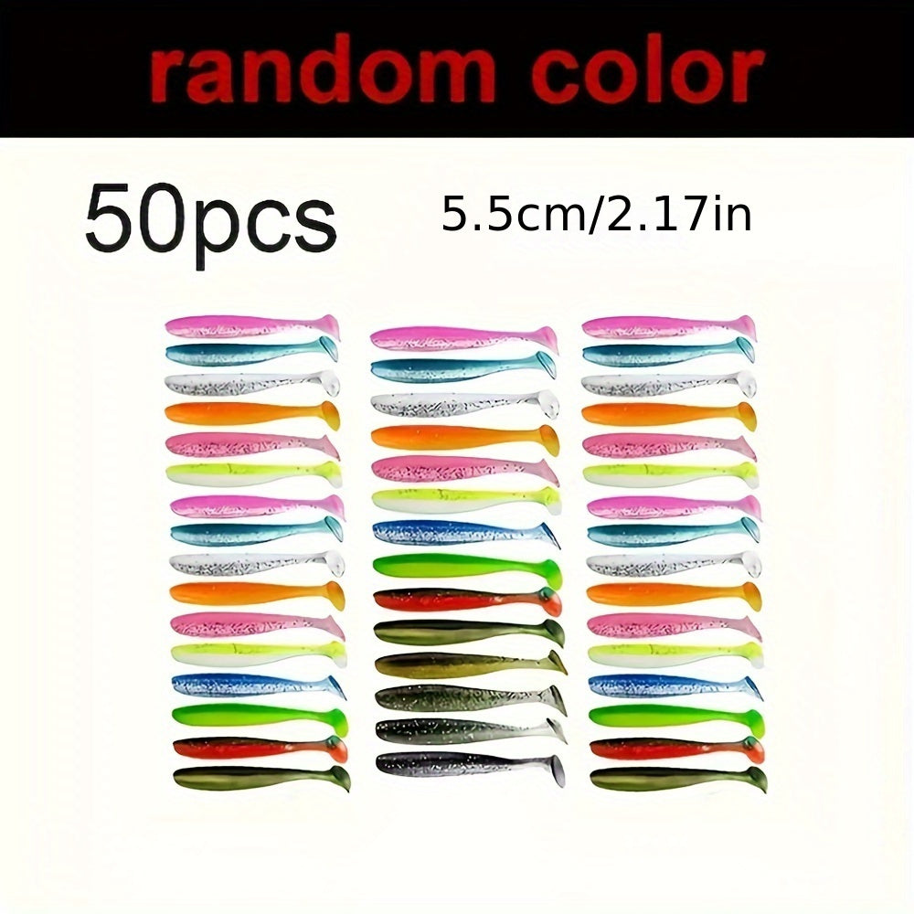 50pcs Versatile Fishing Soft Lures - Life-like Paddle Tail Swimbaits for Trout, Salmon, Redfish - Ideal for All Water Types