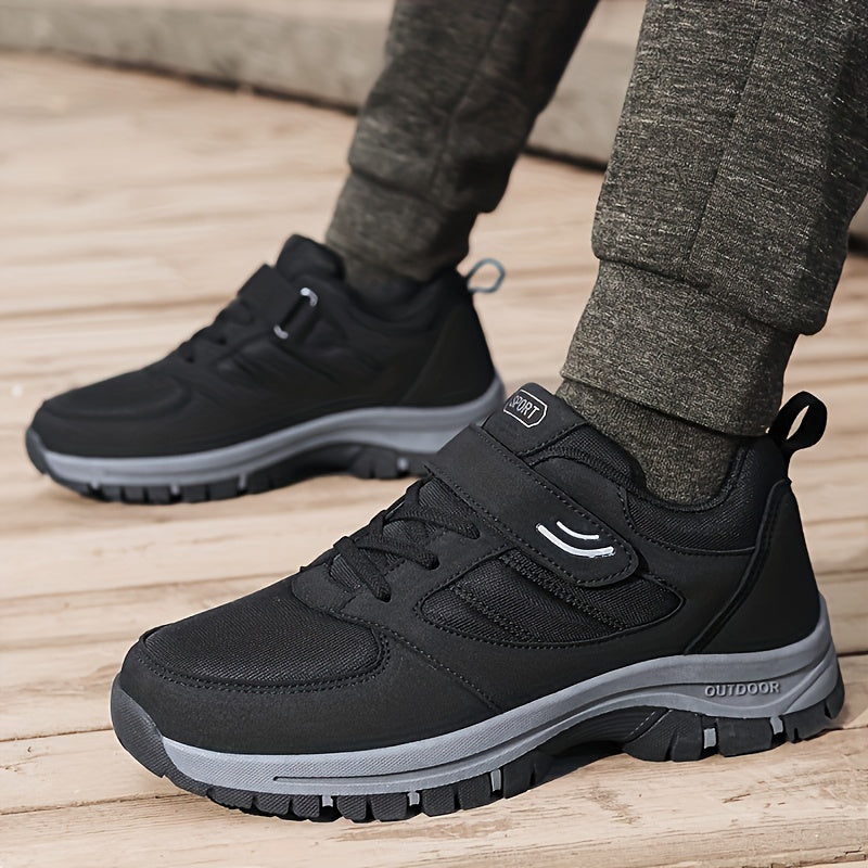 Men's Breathable Casual Shoes - Comfy, Soft Sole Sneakers with Hook and Loop Fastener for Outdoor Jogging