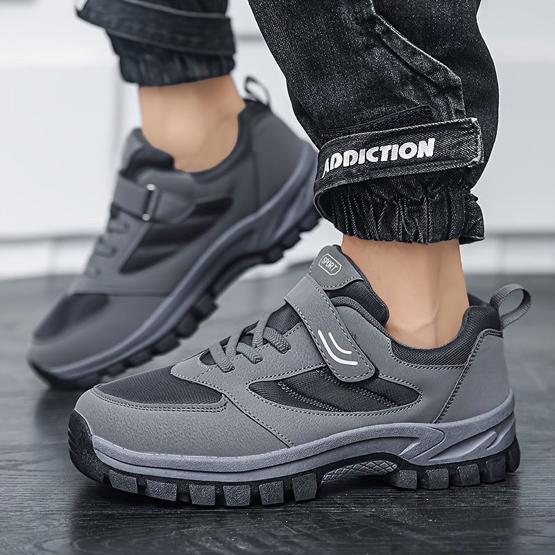 Men's Breathable Casual Shoes - Comfy, Soft Sole Sneakers with Hook and Loop Fastener for Outdoor Jogging